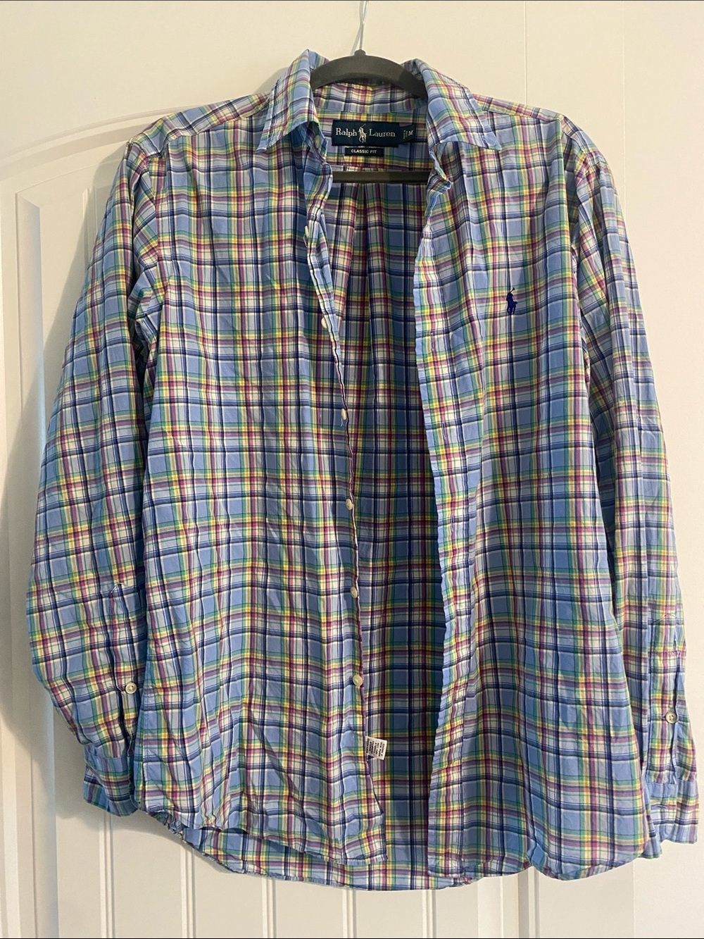 Ralph Lauren Blue Multicolor Plaid Cotton Button-Down Shirt